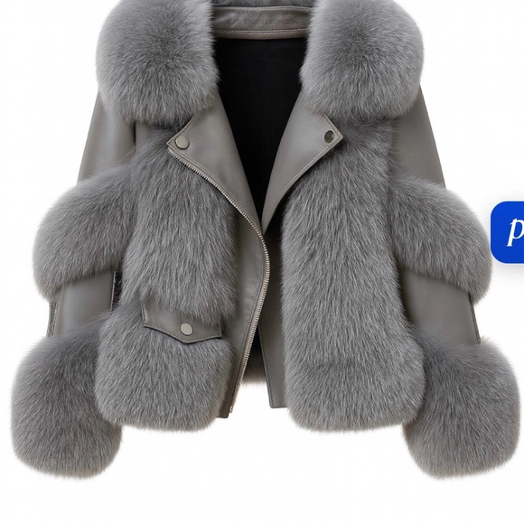 Wolf & Badger Jackets & Blazers - Wolf and badger galaxy jacket Elegant Gray Faux Fur Women's Teddy Jacket